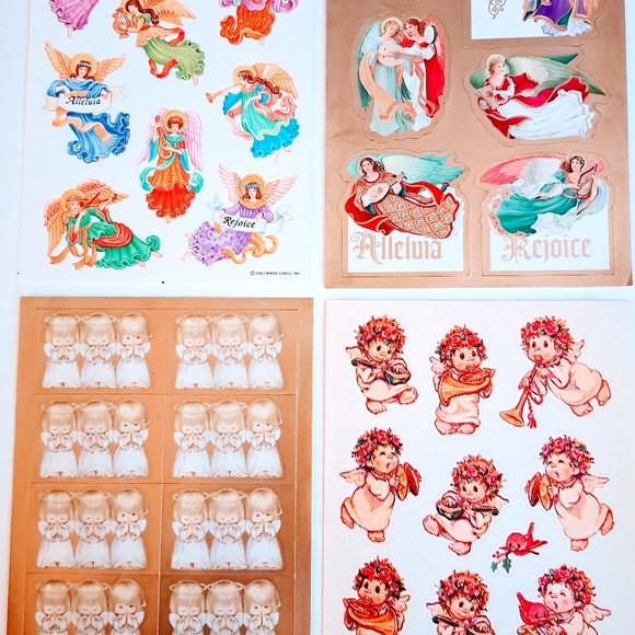 4 Page Lot of Vinyl Christmas Angel Stickers for Gifts Party Favors Scrapbooking - Picture 1 of 5